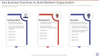 Key Business Practices To Build Resilient Organization