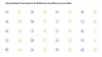 Key business processes and activities for excellence icons slide
