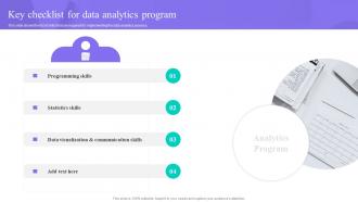 Key Checklist For Data Analytics Program Data Anaysis And Processing Toolkit