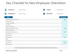 Key checklist for new employee orientation