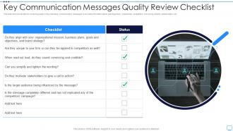 Key Communication Messages Quality Review Checklist