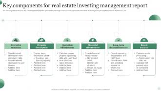 Key Components For Real Estate Investing Management Report