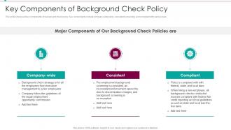 Key Components Of Background Check Policy Recruitment Training Plan For Employee And Managers