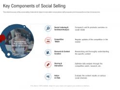 Key components of social selling new age of b to b selling ppt icon tips