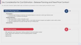 Key consideration for cost estimation release planning agile cost estimation techniques
