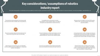 Key Considerations Assumptions Of Robotics Industry Report IR SS