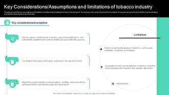 Key Considerations Assumptions Smoking Industry Report IR SS V