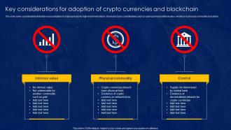 Key Considerations For Adoption Of Crypto Currencies And Blockchain