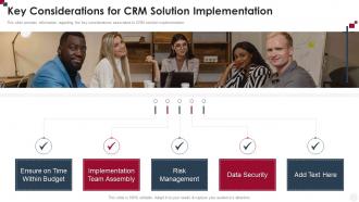 Key Considerations For CRM Solution Implementation How To Improve Customer Service Toolkit