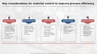 Key Considerations For Material Control To Improve Process Efficiency