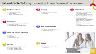 Key Considerations to Move Business into E commerce Powerpoint Presentation Slides Strategy CD V Designed Images