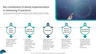 Key Contribution Of Devop Implementation In Embracing IT Practices