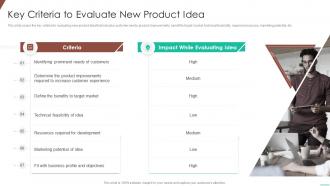 Key criteria to evaluate new product idea optimizing product development system