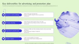 Key Deliverables For Advertising And Promotion Plan