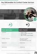 Key Deliverables For Contact Center Services One Pager Sample Example Document