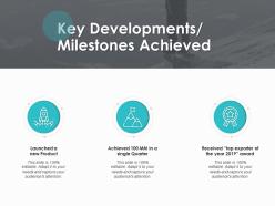Key developments milestones achieved launched ppt powerpoint presentation file