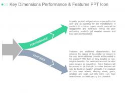 Key dimensions performance and features ppt icon