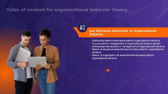 Key Elements Associated To Organizational Behavior Theory For Table Of Contents