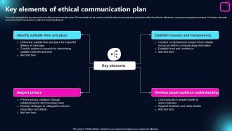 Key Elements Of Ethical Communication Plan