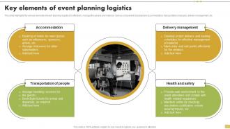 Key Elements Of Event Planning Logistics Steps For Implementation Of Corporate
