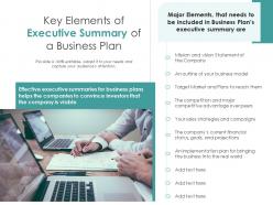 Key elements of executive summary of a business plan