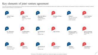 Key Elements Of Joint Venture Strategic Diversification To Reduce Strategy SS V