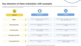 Key Elements Of Client Orientation With Examples