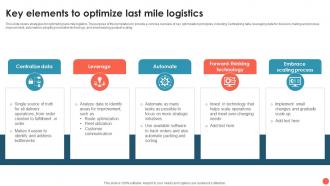 Key Elements To Optimize Last Mile Logistics Infographic Template Infographic Template
