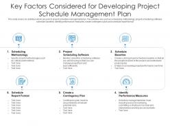 Key factors considered for developing project schedule management plan