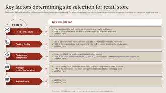 Key Factors Determining Site Selection For Retail Site Selection For Opening New Retail Store