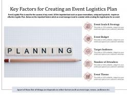 Key factors for creating an event logistics plan