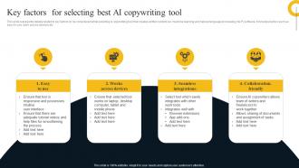 Key Factors For Selecting Best AI Copywriting Tool AI Text To Image Generator Platform AI SS V