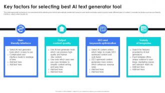 Key Factors For Selecting Best AI Text Generator AI Content Generator Platform AI SS V
