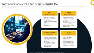Key Factors For Selecting Best AI Text Generator Tool AI Text To Image Generator Platform AI SS V