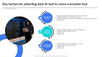 Key Factors For Selecting Best AI Text To Voice AI Content Generator Platform AI SS V