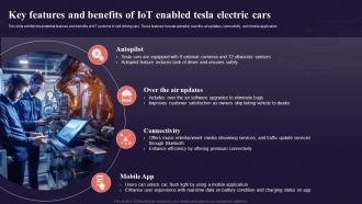 Key Features And Benefits Of Iot Enabled Tesla Introduction To Internet Of Things IoT SS