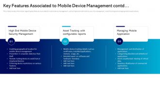 Key Features Associated To Mobile Device Management Management And Monitoring