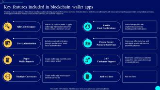 Key Features Included Apps Comprehensive Guide To Blockchain Wallets And Applications BCT SS