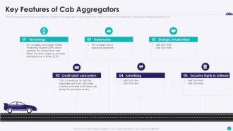 Key features of cab aggregators taxi aggregator investor funding elevator pitch deck