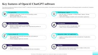 Key Features Of OpenAI ChatGPT Software Comprehensive Guide For AI Based AI SS V