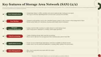 Key Features Of Storage Area Network San Storage Area Network San Unique Colorful