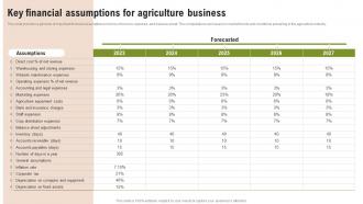 Key Financial Assumptions For Agriculture Business Wheat Farming Business Plan BP SS