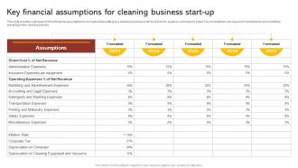 Key Financial Assumptions For Cleaning Business Commercial Cleaning Business Plan BP SS