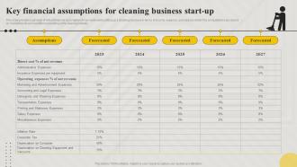Key Financial Assumptions For Cleaning Business Start Up Cleaning Concierge BP SS