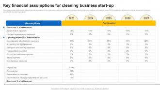 Key Financial Assumptions For Cleaning Business Start Up Janitorial Service Business Plan BP SS