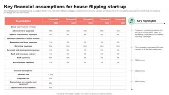 Key Financial Assumptions For House Flipping Property Flipping Business Plan BP SS