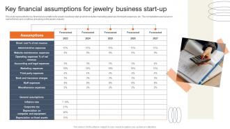 Key Financial Assumptions For Jewelry Accessories Business Plan BP SS