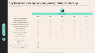 Key Financial Assumptions For Jewelry Tiffany And Co Business Plan BP SS