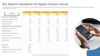 Key Financial Assumptions For Logistics Business Transportation And Logistics Business Plan BP SS
