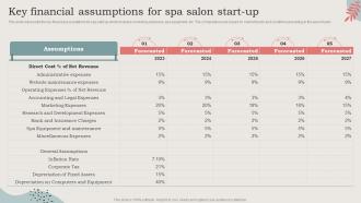 Key Financial Assumptions For Spa Salon Start Up Ideal Image Medspa Business BP SS
